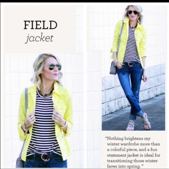 CABI #5160 Yellow Floral Field Jacket Blazer Size Small - Picture 2 of 7